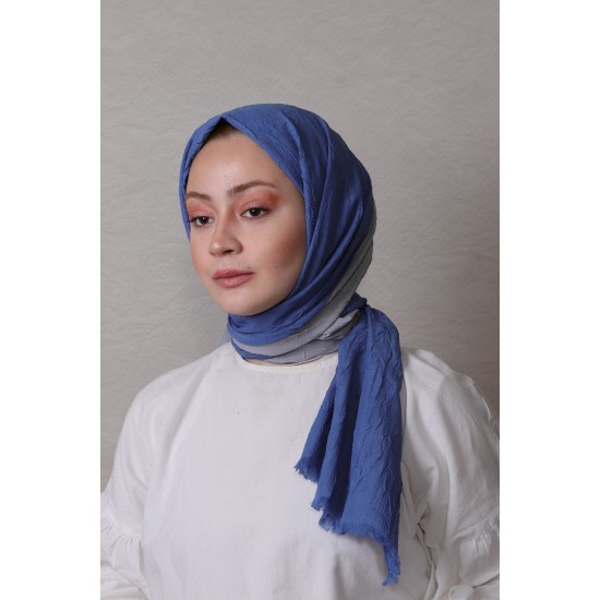LORYAN SCARF ÇİFT RENK CRUSH 2 KOT MAVİ-MERMER