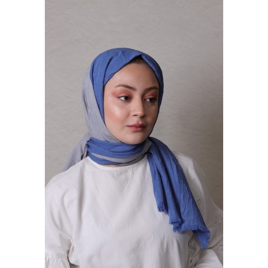 LORYAN SCARF ÇİFT RENK CRUSH 2 KOT MAVİ-MERMER