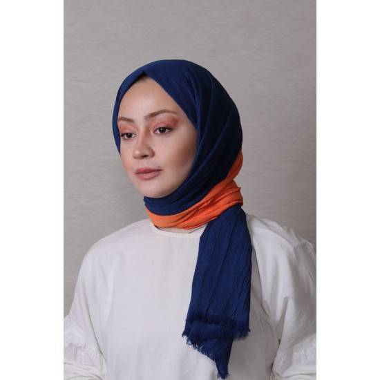 LORYAN SCARF ÇİFT RENK CRUSH 2 LACİVERT-ORANGE