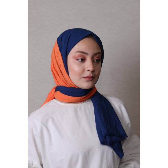LORYAN SCARF ÇİFT RENK CRUSH 2 LACİVERT-ORANGE
