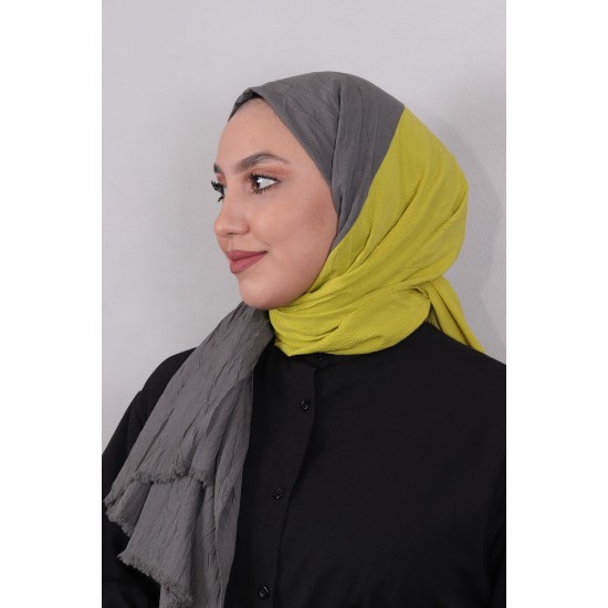 LORYAN SCARF ÇİFT RENK CRUSH 2 LİMON KÜFÜ-ANTRASİT