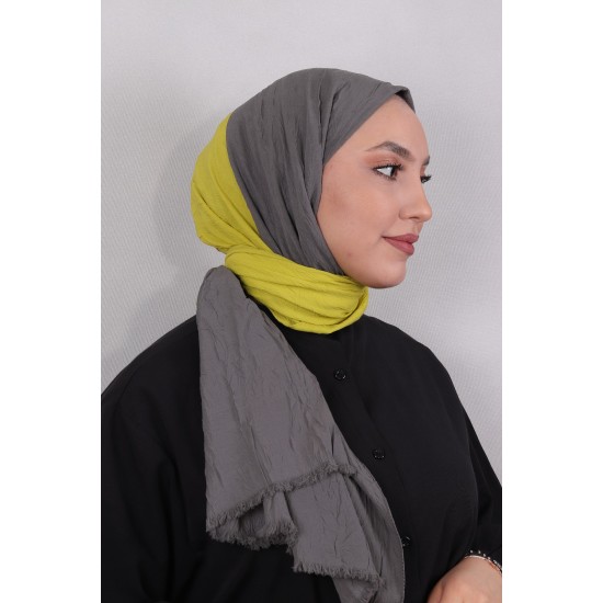 LORYAN SCARF ÇİFT RENK CRUSH 2 LİMON KÜFÜ-ANTRASİT