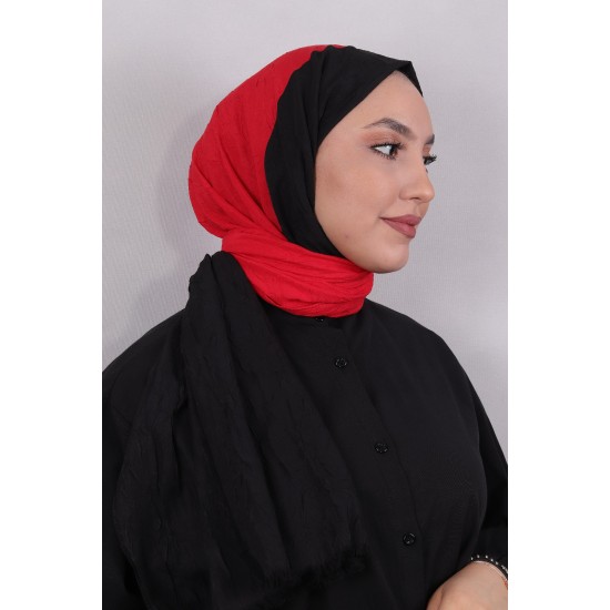 LORYAN SCARF ÇİFT RENK CRUSH 2 SİYAH-KIRMIZI