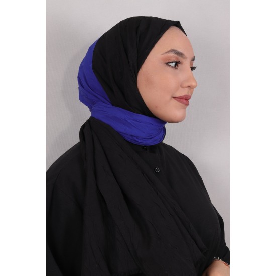 LORYAN SCARF ÇİFT RENK CRUSH 2 SİYAH-SAKS