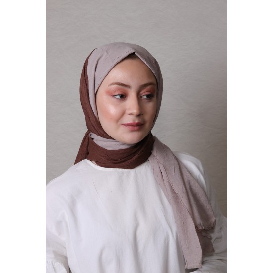 LORYAN SCARF ÇİFT RENK CRUSH 2 TAŞ-ACI KAHVE