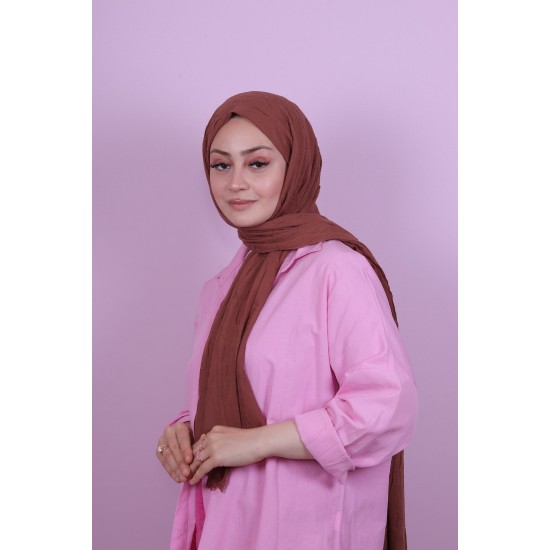 LORYAN SCARF COTTON CRUSH ŞAL - AÇIK KAHVE