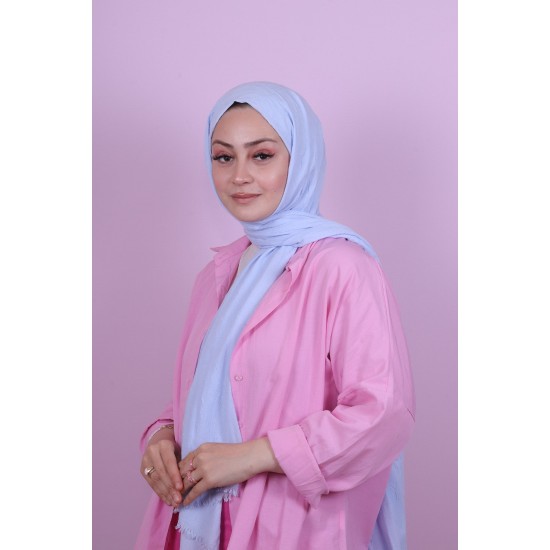 LORYAN SCARF COTTON CRUSH ŞAL - BEBE MAVİ