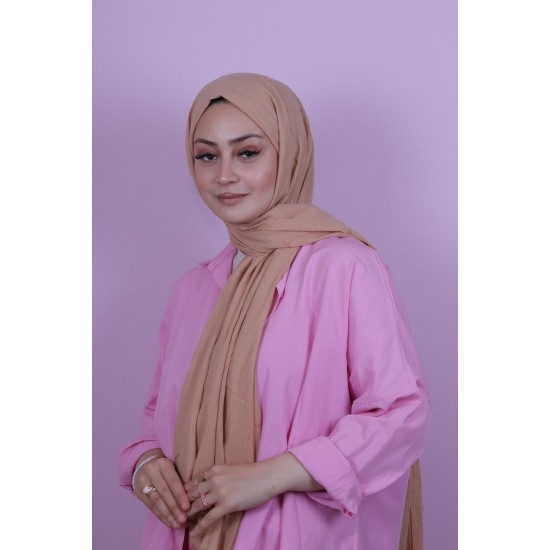 LORYAN SCARF COTTON CRUSH ŞAL - KOYU BEJ