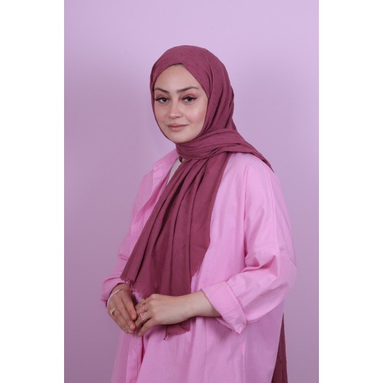 LORYAN SCARF COTTON CRUSH ŞAL - KOYU GÜL