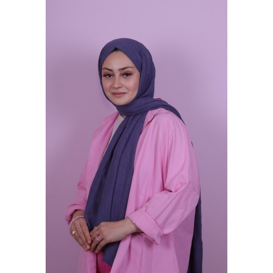 LORYAN SCARF COTTON CRUSH ŞAL - KOYU KOT MAVİ