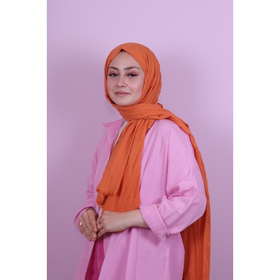 LORYAN SCARF COTTON CRUSH ŞAL - KOYU ORANGE