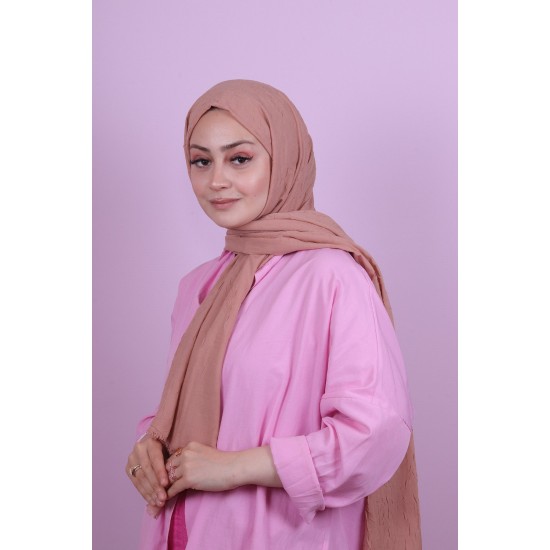 LORYAN SCARF COTTON CRUSH ŞAL - KOYU VİZON