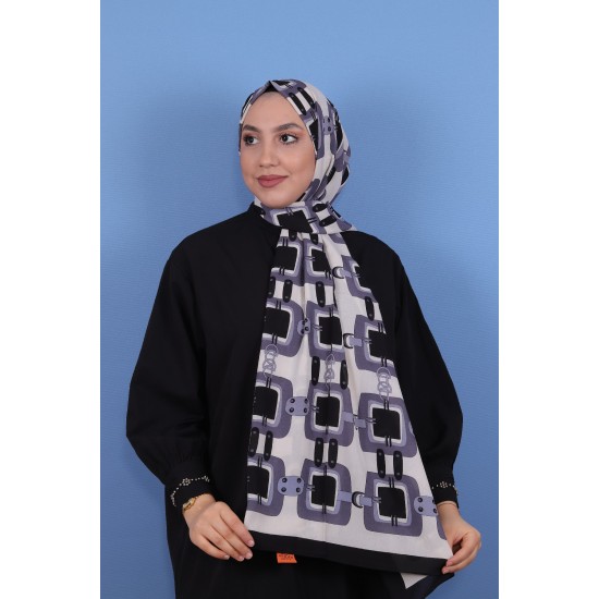 MEDİNE İPEĞİ ŞAL ZİNCİR MODEL 2 GRİ-SİYAH