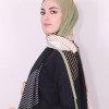 MODAKAŞMİR ÇİZGİ DESENLİ MEDİNE İPEĞİ ŞAL YEŞİL