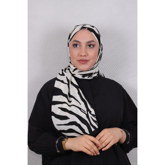 MODAKAŞMİR DESENLİ MEDİNE İPEĞİ ŞAL MODEL 10 BEYAZ