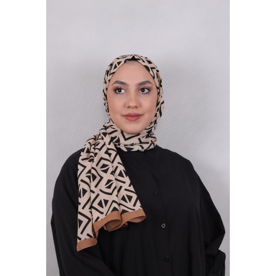 MODAKAŞMİR DESENLİ MEDİNE İPEĞİ ŞAL MODEL 11 KAHVE