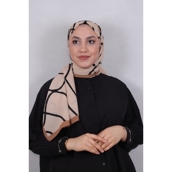 MODAKAŞMİR DESENLİ MEDİNE İPEĞİ ŞAL MODEL 13 KAHVE