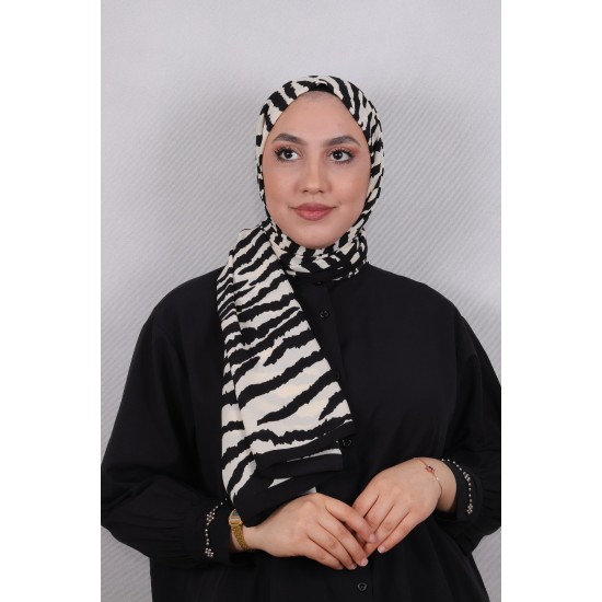 MODAKAŞMİR DESENLİ MEDİNE İPEĞİ ŞAL MODEL 2 KIRIK BEYAZ