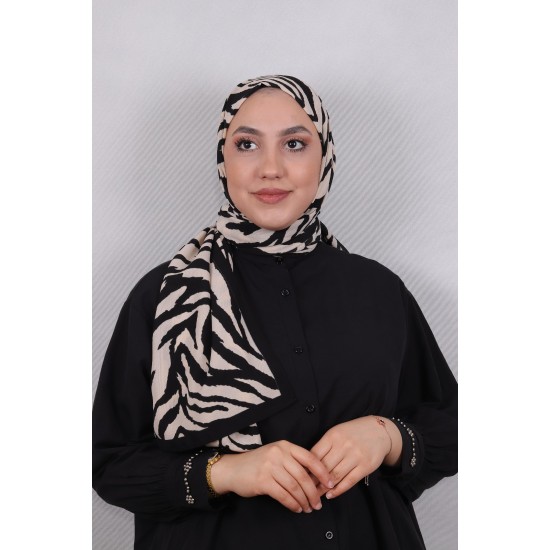 MODAKAŞMİR DESENLİ MEDİNE İPEĞİ ŞAL MODEL 22 SİYAH