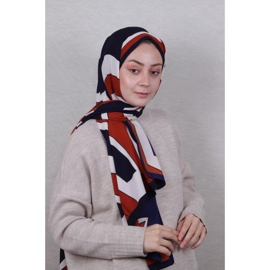 MODAKAŞMİR DESENLİ MEDİNE İPEĞİ ŞAL MODEL 25 KİREMİT