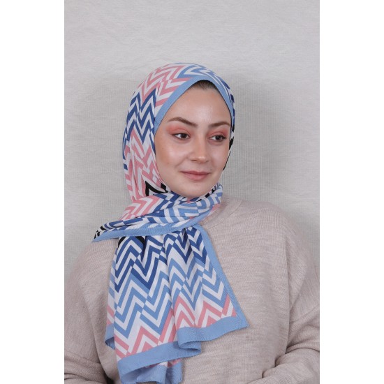 MODAKAŞMİR DESENLİ MEDİNE İPEĞİ ŞAL MODEL 26 BEBE MAVİ