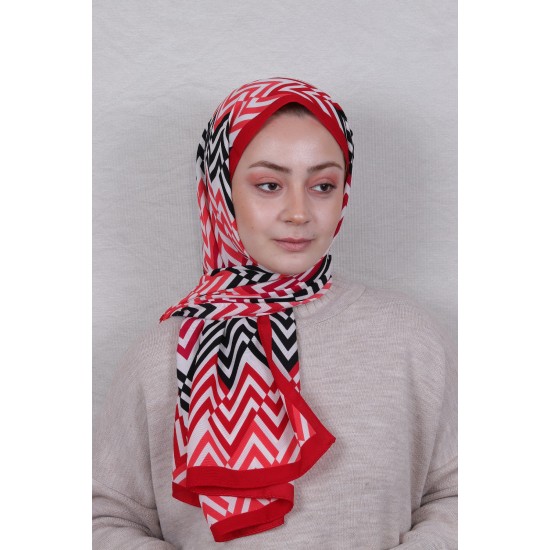 MODAKAŞMİR DESENLİ MEDİNE İPEĞİ ŞAL MODEL 26 KIRMIZI