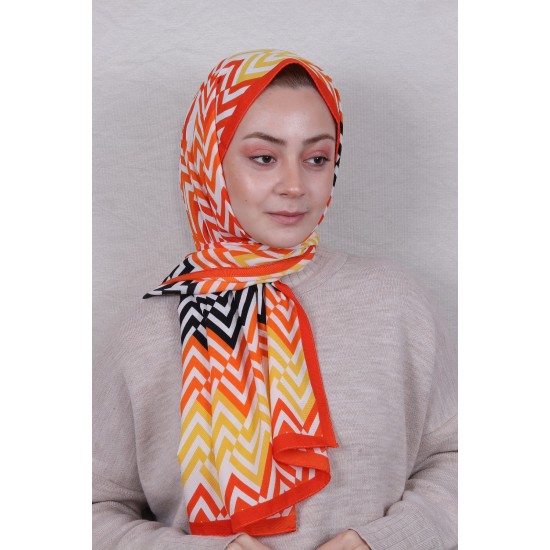 MODAKAŞMİR DESENLİ MEDİNE İPEĞİ ŞAL MODEL 26 ORANJ