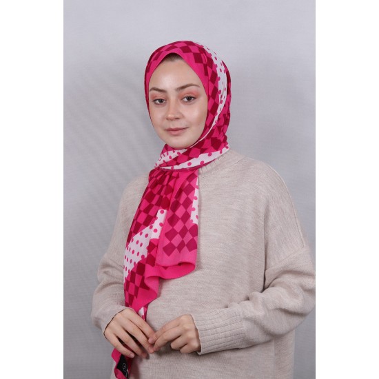 MODAKAŞMİR DESENLİ MEDİNE İPEĞİ ŞAL MODEL 27  FUŞYA