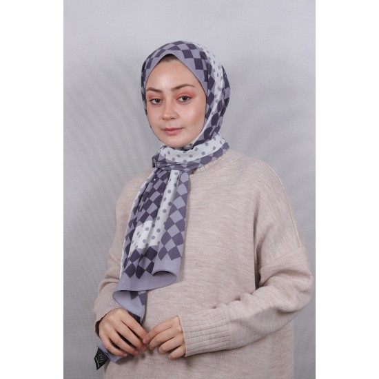MODAKAŞMİR DESENLİ MEDİNE İPEĞİ ŞAL MODEL 27  GRİ