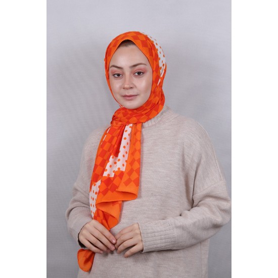 MODAKAŞMİR DESENLİ MEDİNE İPEĞİ ŞAL MODEL 27  PORTAKAL