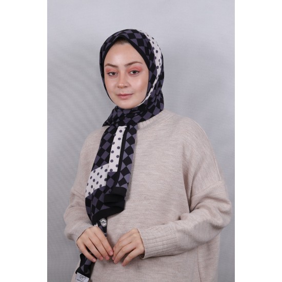 MODAKAŞMİR DESENLİ MEDİNE İPEĞİ ŞAL MODEL 27 SİYAH