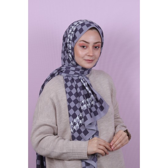 MODAKAŞMİR DESENLİ MEDİNE İPEĞİ ŞAL MODEL 28 GRİ