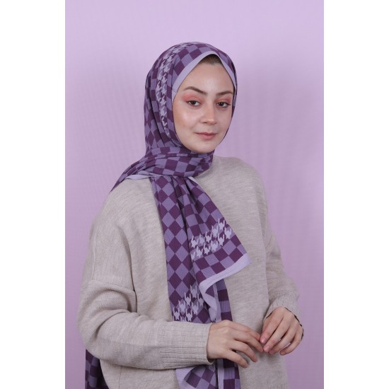 MODAKAŞMİR DESENLİ MEDİNE İPEĞİ ŞAL MODEL 28 LİLA