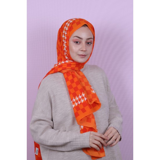 MODAKAŞMİR DESENLİ MEDİNE İPEĞİ ŞAL MODEL 28 PORTAKAL