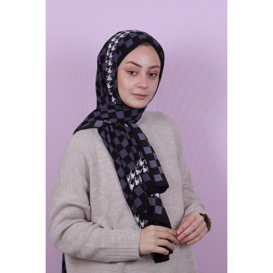 MODAKAŞMİR DESENLİ MEDİNE İPEĞİ ŞAL MODEL 28 SİYAH