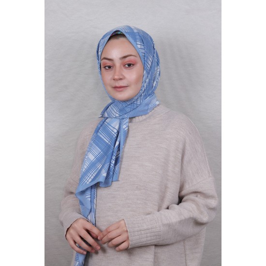 MODAKAŞMİR DESENLİ MEDİNE İPEĞİ ŞAL MODEL 29 BEBE MAVİ