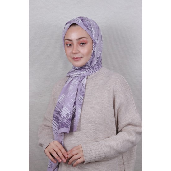 MODAKAŞMİR DESENLİ MEDİNE İPEĞİ ŞAL MODEL 29 LİLA