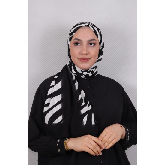 MODAKAŞMİR DESENLİ MEDİNE İPEĞİ ŞAL MODEL 4 BEYAZ