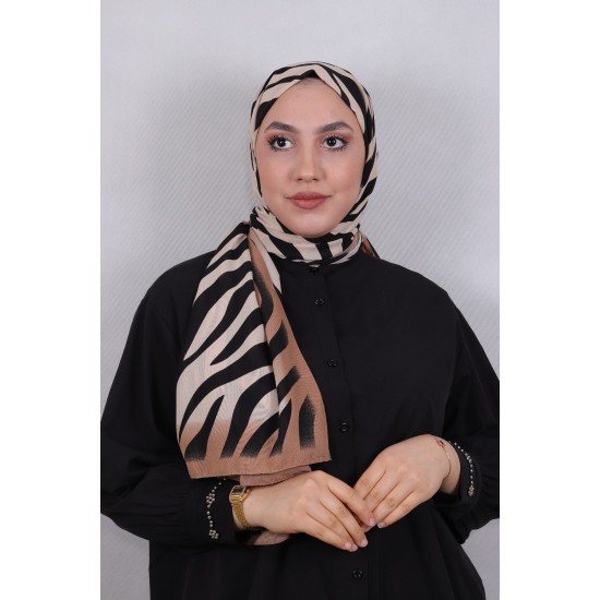 MODAKAŞMİR DESENLİ MEDİNE İPEĞİ ŞAL MODEL 4 KAHVE