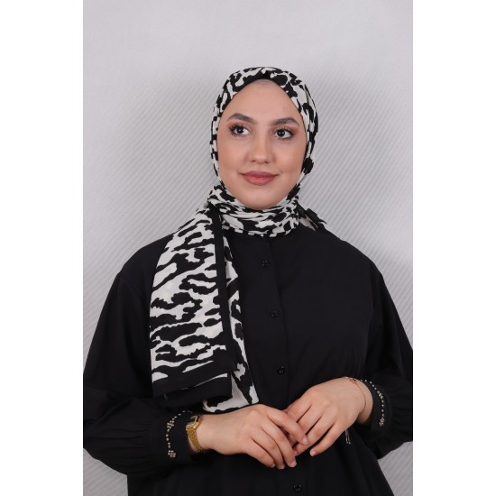 MODAKAŞMİR DESENLİ MEDİNE İPEĞİ ŞAL MODEL 6 BEYAZ