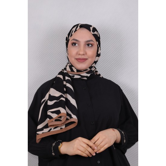 MODAKAŞMİR DESENLİ MEDİNE İPEĞİ ŞAL MODEL 7 KAHVE
