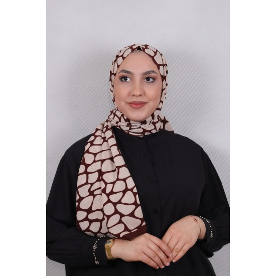MODAKAŞMİR DESENLİ MEDİNE İPEĞİ ŞAL MODEL 8 BORDO