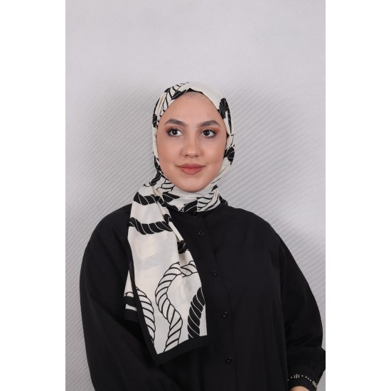 MODAKAŞMİR DESENLİ MEDİNE İPEĞİ ŞAL MODEL 9 BEYAZ