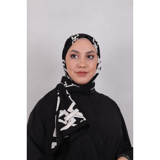 MODAKAŞMİR DESENLİ MEDİNE İPEĞİ ŞAL ZİNCİR DESEN BEYAZ