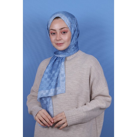 MODAKAŞMİR MONOGRAM ŞAL - BEBE MAVİ