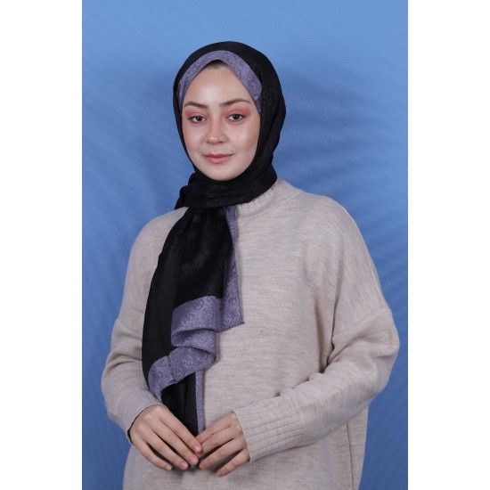 MODAKAŞMİR MONOGRAM ŞAL - GRİ&SİYAH