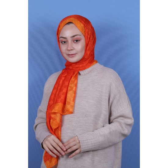 MODAKAŞMİR MONOGRAM ŞAL - PORTAKAL