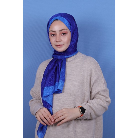 MODAKAŞMİR MONOGRAM ŞAL - SAKS MAVİ