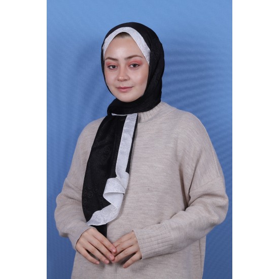 MODAKAŞMİR MONOGRAM ŞAL - SİYAH&BEYAZ