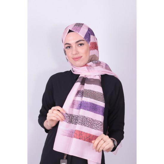 POLO CAZZ PAMUK DIJİTAL ŞAL 2 PEMBE